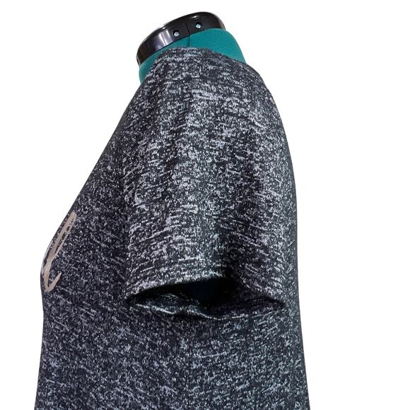 SJS Marled Black Gray Scoop T-Shirt Thankful Grateful Blessed Silver Metallic Lg - Picture 4 of 8